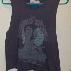 Daydreamer Rolling Stones Dragon Graphic Tank Top - Dark Gray